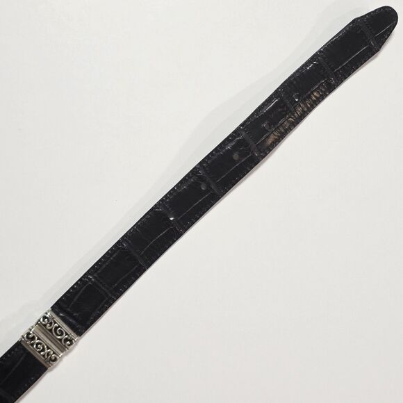 Vintage Brighton Belt Black Brown Reversible Crocodile Leather L 34 #43102 EUC main image 7